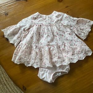 Baby GAP bell sleeve pink floral dress or tunic with bloomers